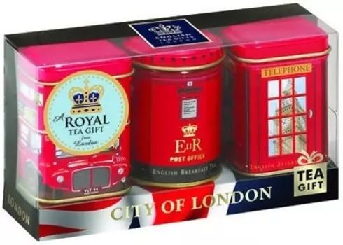 Чай "Ahmad Tea", Набор "Лондон", листовой чай, 3 вкуса в сувенирных металлических банках, 3х25г Штука