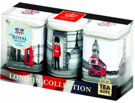 Чай "Ahmad Tea", Набор "Виды Лондона", 3 вкуса листового чая в металлических банках, 3х25г Штука