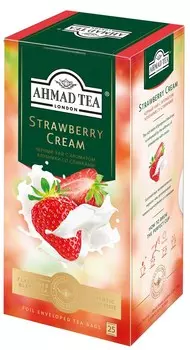 Чай "Ahmad Tea" Строуберри Крим, с ароматом клубники со сливками, чёрный, в пакетиках в конвертах из фольги, 25х1,5г Штука
