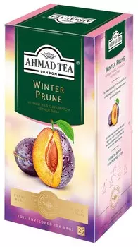 Чай "Ahmad Tea" Winter Prune Зимний Чернослив, чёрный, в пакетиках с ярлычками в конвертах из фольги 25х1,5г Штука