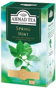 Чай "Ahmad Tea" Зелёный чай "Весенняя мята" с мелиссой, мятой и лимонным сорго, листовой, 75г Штука