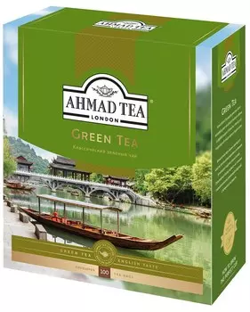 Чай "Ahmad Tea" Зелёный чай, в пакетиках с ярлычками в конвертах из фольги,100х2г Упаковка - 8 шт.