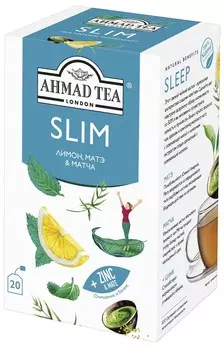 Чайный напиток "Ahmad Tea", "Slim" "Слим", пакетики с ярлычками в индивидуальных конвертах, 20х1,5г Упаковка - 6 шт.