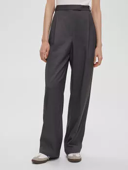 Брюки прямого кроя с двойными защипами L, серый