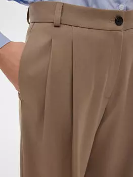 Брюки широкие с защипами L, светлый хаки