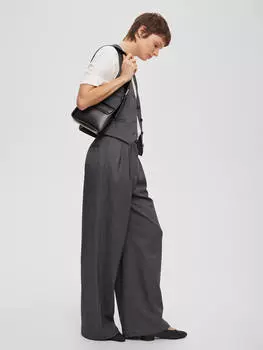 Брюки женские широкие с защипами, цвет – серый