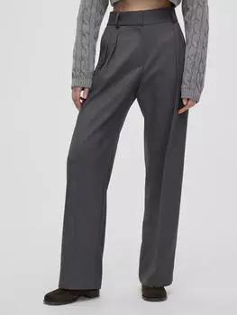 Брюки женские свободные с двойными защипами, цвет – серый