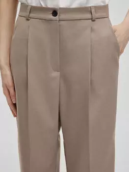 Брюки свободного кроя с защипами L, серо-бежевый