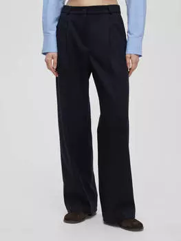 Брюки свободного кроя с защипами L, темно-синий