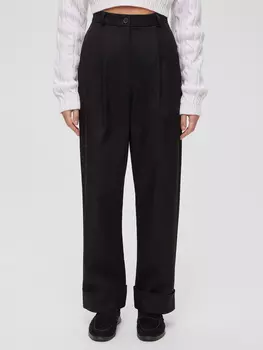 Брюки укороченные с подворотом S, черный