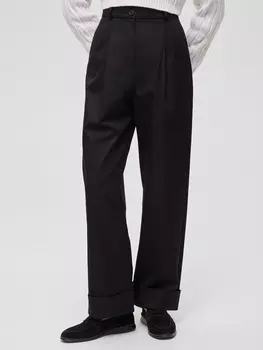 Брюки укороченные с подворотом XS, черный