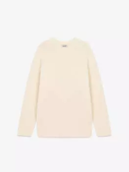 Джемпер букле из альпаки со спущенным плечом, молочный