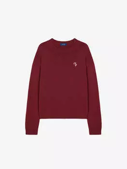 Джемпер из хлопка с вышивкой, бордовый