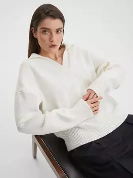 Джемпер-поло свободного кроя, белый