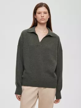 Джемпер-поло женский из кашемира и шерсти, цвет – светлый хаки