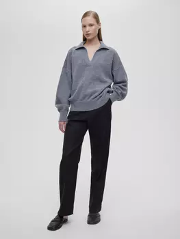 Джемпер-поло свободного кроя, серый