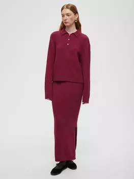 Джемпер регби из хлопка букле M, бордовый