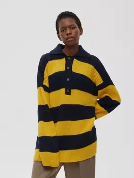 Джемпер регби с полосками удлиненный, желто-синий