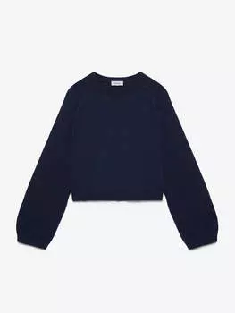 Джемпер с цельным плечом с ангорой, синий