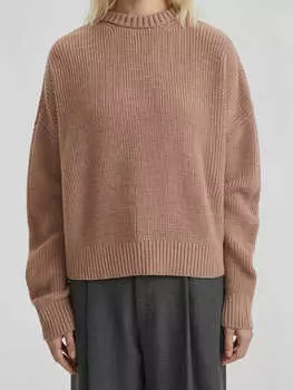 Джемпер с круглым вырезом, пыльно-розовый