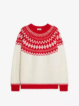 Джемпер с узором фэйр айл, молочно-красный