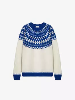 Джемпер с узором фэйр айл, молочно-синий