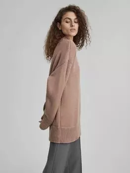 Джемпер удлиненный, пыльно-розовый