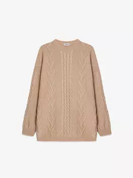 Джемпер удлиненный с косами, бежевый