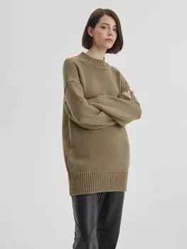 Джемпер удлиненный, светлый хаки