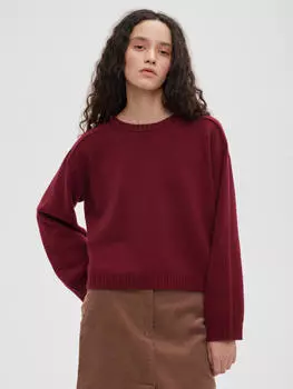 Джемпер женский с круглым вырезом, цвет – бордовый