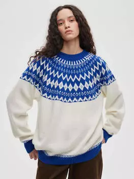 Джемпер с узором фэйр айл, молочно-синий
