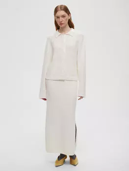 Юбка макси из хлопка букле M, белый