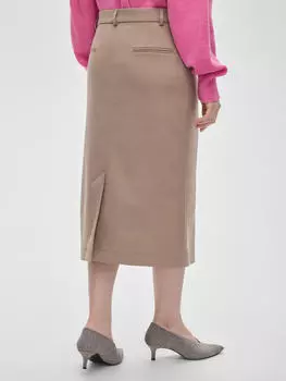 Юбка миди прямая L, серо-бежевый