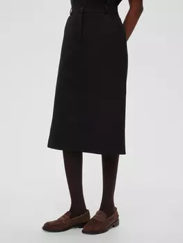 Юбка миди прямая M, черный