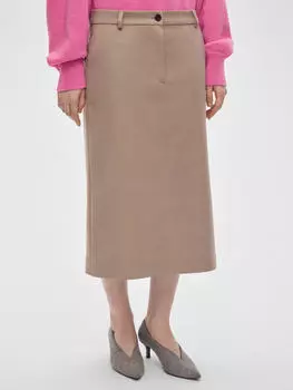 Юбка миди прямая M, серо-бежевый