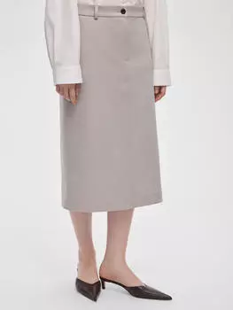 Юбка миди прямая M, светло-серый