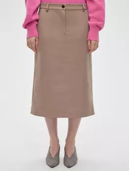 Юбка миди прямая S, серо-бежевый