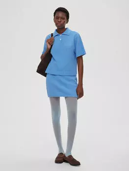 Юбка-мини из хлопка букле, цвет – голубой