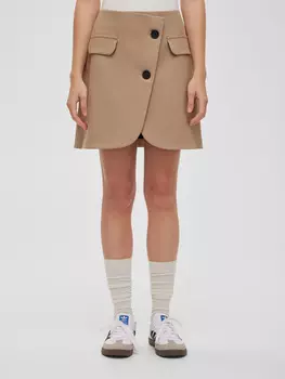 Юбка-мини из костюмной ткани, цвет – бежевый