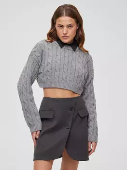 Юбка-мини из костюмной ткани, цвет – графитовый