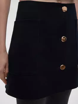 Юбка-мини на пуговицах, цвет – темно-синий