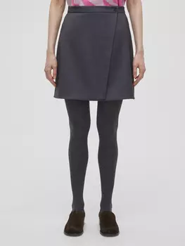 Юбка-мини на запахе S, серый