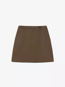 Юбка-мини на запахе XS, кофейный