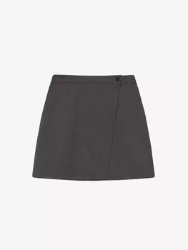 Юбка-мини на запахе XS, серый