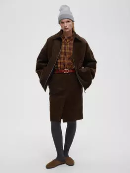 Юбка прямого кроя из вельвета, цвет – коричневый