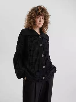 Кардиган Funky на пуговицах с воротником, черный