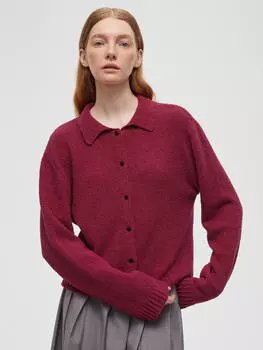 Кардиган из хлопка букле M, бордовый