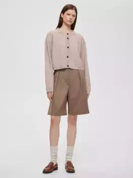 Кардиган на пуговицах из кашемира и шерсти, бежевый