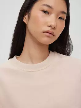 Кроп-футболка из плотного хлопка M/L, бежевый