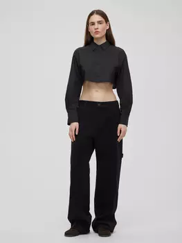 Рубашка женская короткая из хлопка, цвет – черный